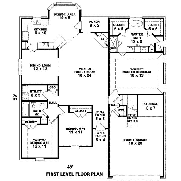 Floor Plan - Main Floor for European House Plan #81-1502 - 3 bed, 2 bath
