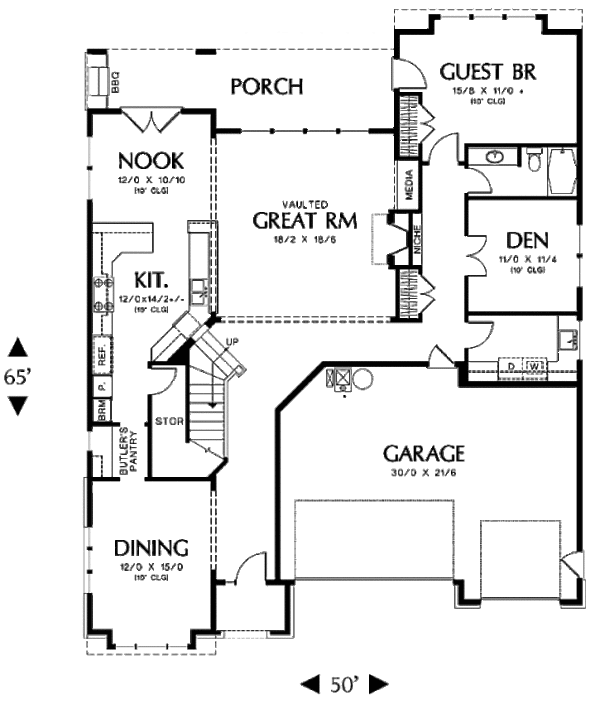 House Blueprint - European Floor Plan - Main Floor Plan #48-260