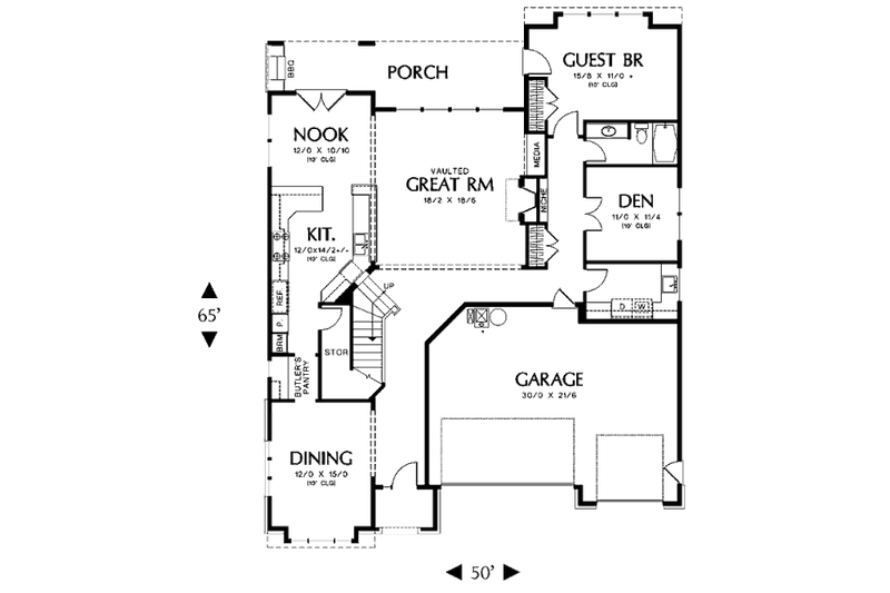Home Plan - Floor Plan - Main Floor for European House Plan #48-260 - 4 bed, 4 bath