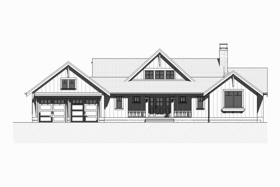 Exterior - Front Elevation 3 for Ranch House Plan #901-128 - 3 bed, 2.5 bath