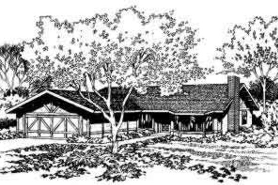 Exterior - Front Elevation for Ranch House Plan #312-500 - 4 bed, 2 bath