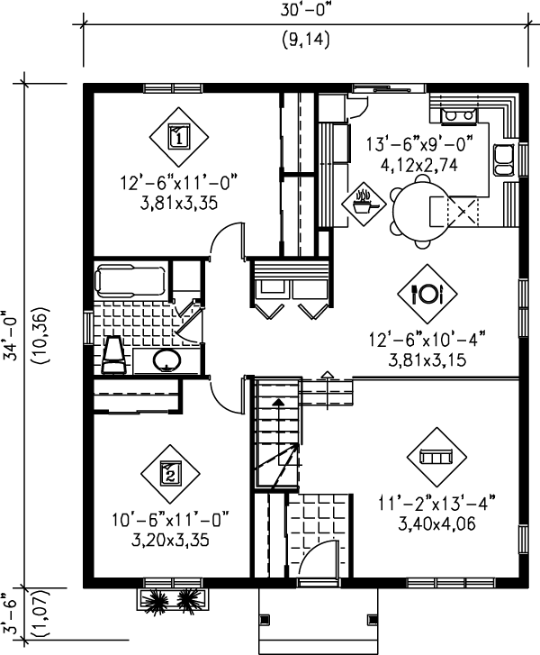 Cottage Floor Plan - Main Floor Plan #25-108