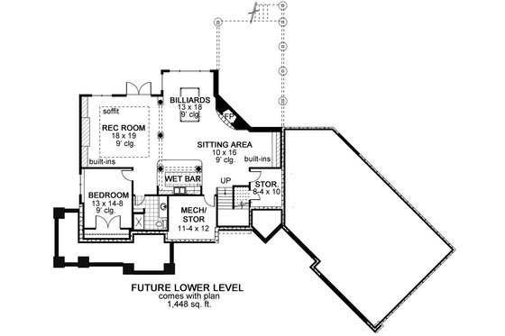 Floor Plan - Lower Floor for Craftsman House Plan #51-303 - 3 bed, 2.5 bath