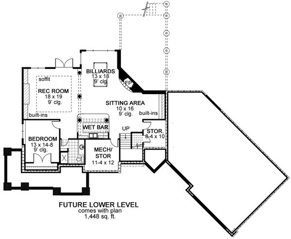 Craftsman Floor Plan - Lower Floor Plan #51-303