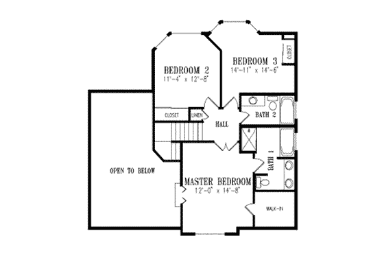 Floor Plan - Upper Floor for Traditional House Plan #1-412 - 4 bed, 3 bath