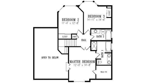 Traditional Floor Plan - Upper Floor Plan #1-412