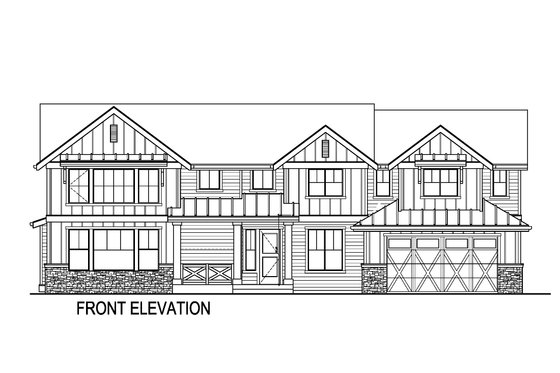 Exterior - Front Elevation 3 for Traditional House Plan #569-93 - 3 bed, 2.5 bath