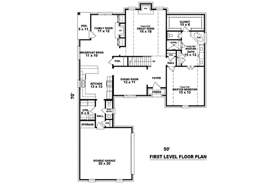 Floor Plan - Main Floor for European House Plan #81-879 - 4 bed, 2.5 bath