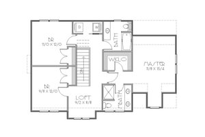 Floor Plan - Upper Floor for European House Plan #423-36 - 3 bed, 2.5 bath