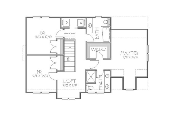 Floor Plan - Upper Floor for European House Plan #423-36 - 3 bed, 2.5 bath