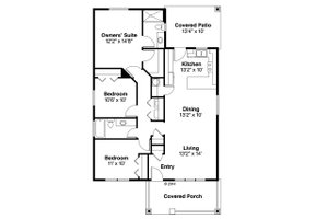 Floor Plan - Main Floor for Cottage House Plan #124-978 - 3 bed, 2 bath