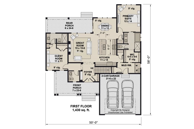 Home Plan - Floor Plan - Main Floor for Traditional House Plan #51-1415 - 4 bed, 3.5 bath