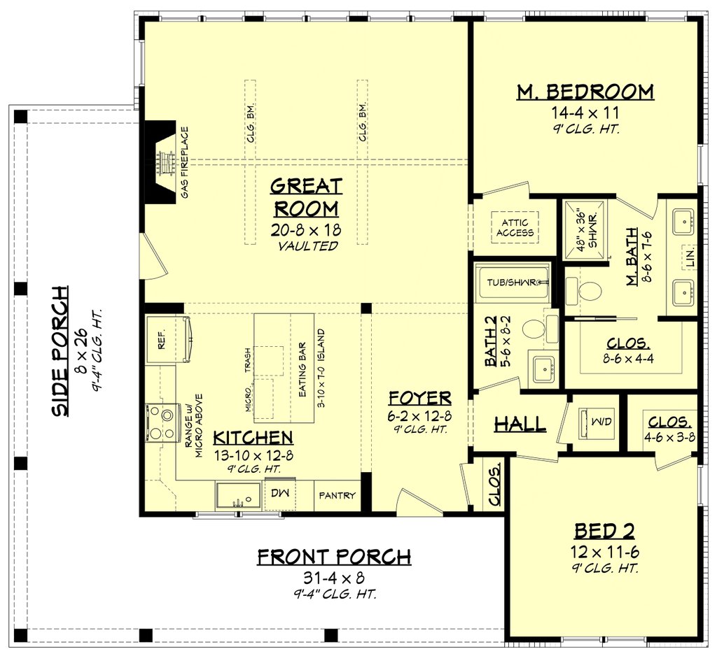 Floor Plan - Main Floor for Country House Plan #430-440 - 2 bed, 2 bath