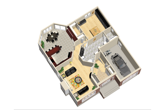Floor Plan - Main Floor 1 for European House Plan #25-4656 - 1 bed, 1 bath