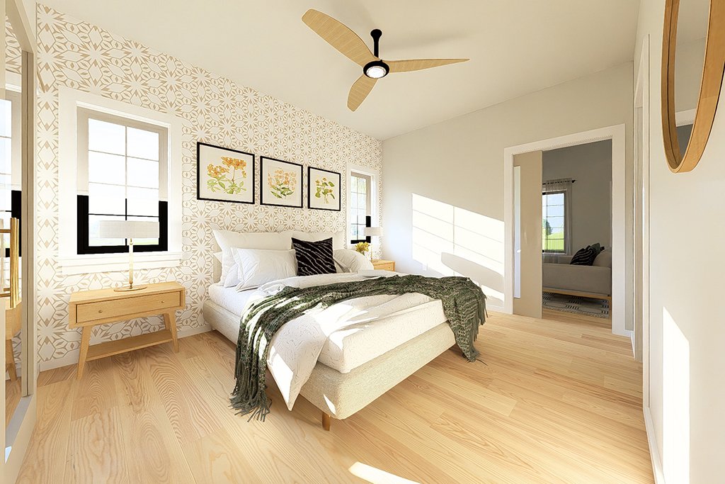 Interior - Master Bedroom 1 for Farmhouse House Plan #126-299 - 1 bed, 1 bath