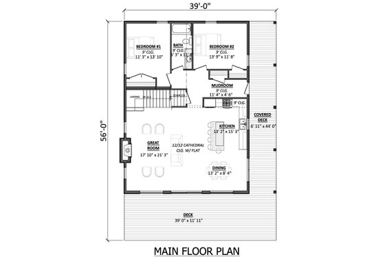 Floor Plan - Main Floor for Country House Plan #1089-75 - 4 bed, 2 bath