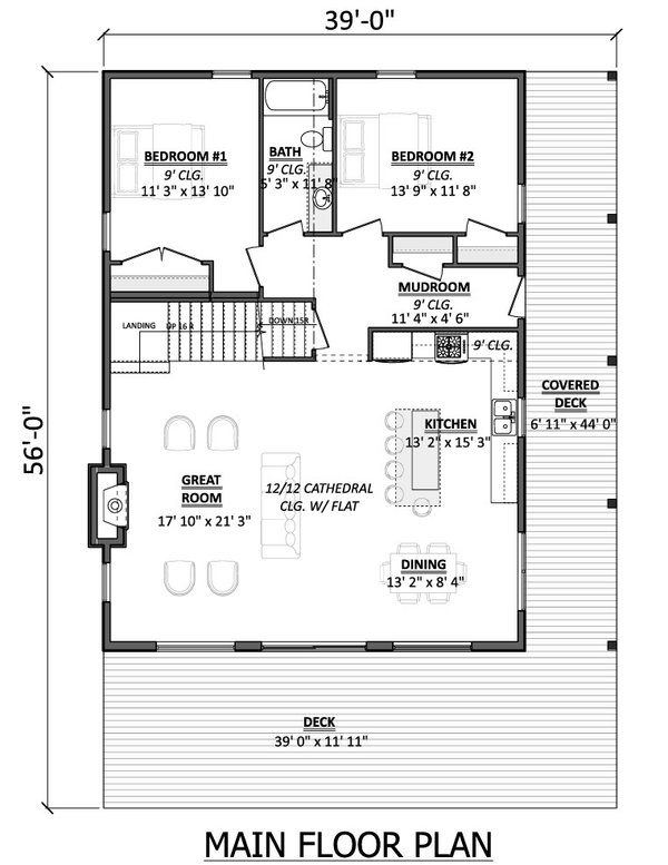 Floor Plan - Main Floor for Country House Plan #1089-75 - 4 bed, 2 bath