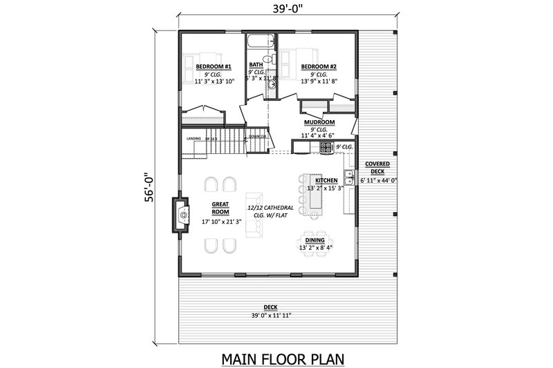 Architectural House Design - Floor Plan - Main Floor for Country House Plan #1089-75 - 4 bed, 2 bath