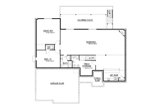 Floor Plan - Lower Floor for Ranch House Plan #1064-172 - 4 bed, 3.5 bath