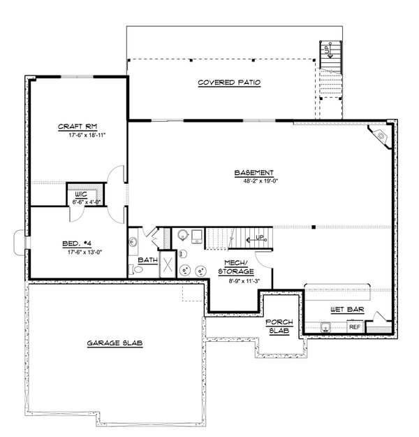 House Plan Design - Ranch Floor Plan - Lower Floor Plan #1064-172