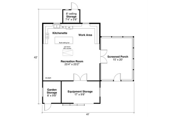 Floor Plan - Main Floor for Cottage House Plan #124-1258, 0 bath
