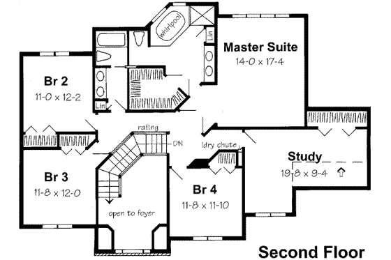 Floor Plan - Upper Floor for European House Plan #312-552 - 4 bed, 2.5 bath