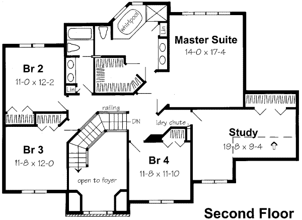 Floor Plan - Upper Floor for European House Plan #312-552 - 4 bed, 2.5 bath