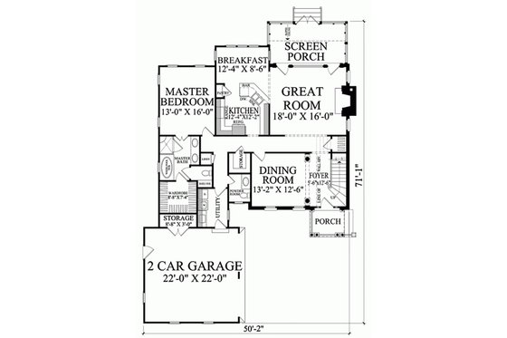 Floor Plan - Main Floor for Colonial House Plan #137-187 - 4 bed, 3.5 bath