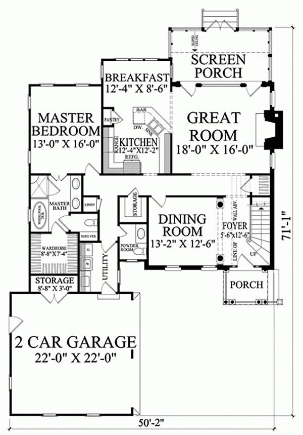 Home Plan - Colonial Floor Plan - Main Floor Plan #137-187