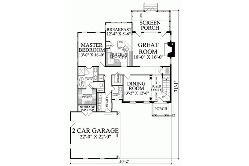 Home Plan - Floor Plan - Main Floor for Colonial House Plan #137-187 - 4 bed, 3.5 bath