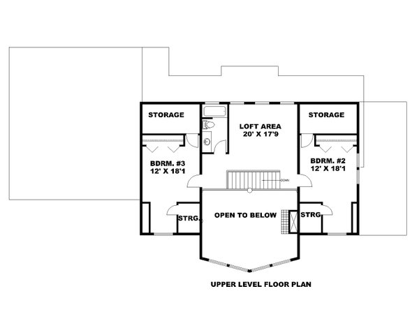 Home Plan - Floor Plan - Upper Floor for Craftsman House Plan #117-1089 - 3 bed, 2.5 bath