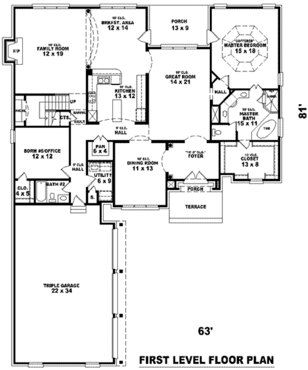 European Floor Plan - Main Floor Plan #81-1252