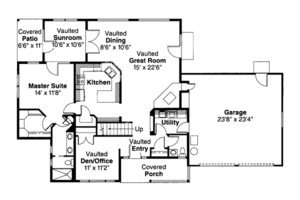 Floor Plan - Main Floor for Farmhouse House Plan #124-321 - 3 bed, 2.5 bath
