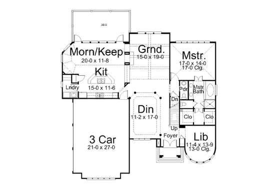 Floor Plan - Main Floor for European House Plan #119-323 - 4 bed, 3.5 bath