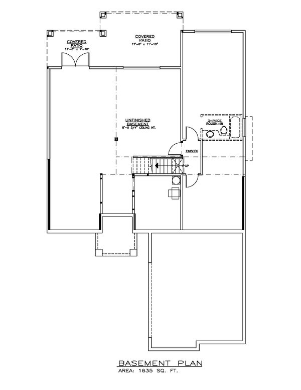 House Design - Floor Plan - Lower Floor for Farmhouse House Plan #1100-119 - 2 bed, 2 bath