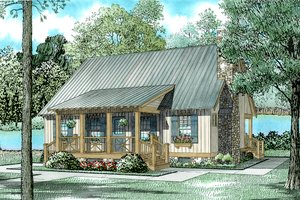 Cottage Exterior - Front Elevation Plan #17-2018