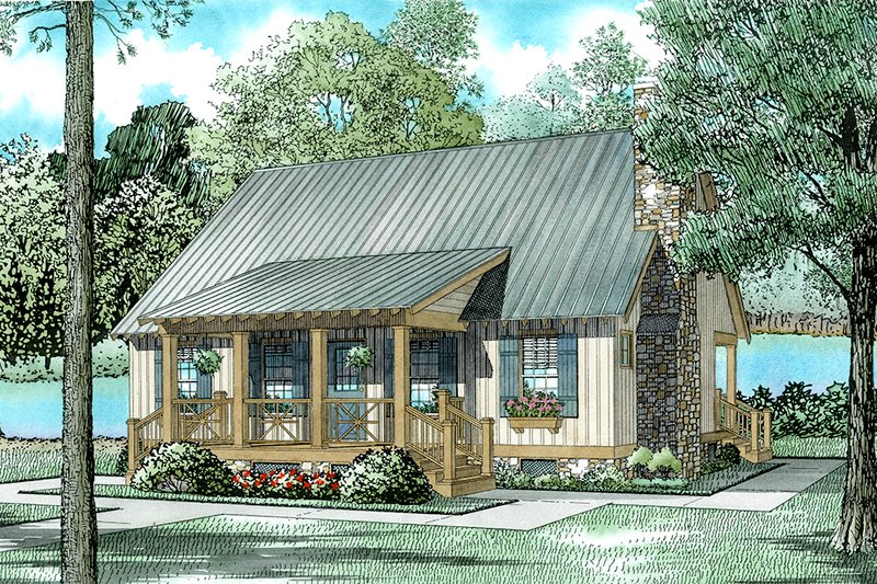 Cottage Style House Plan - 3 Beds 2 Baths 1374 Sq/Ft Plan #17-2018