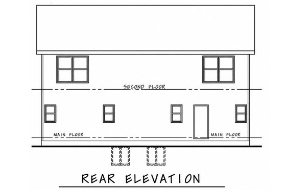 Exterior - Rear Elevation 1 for Farmhouse House Plan #20-2629 - 3 bed, 2.5 bath