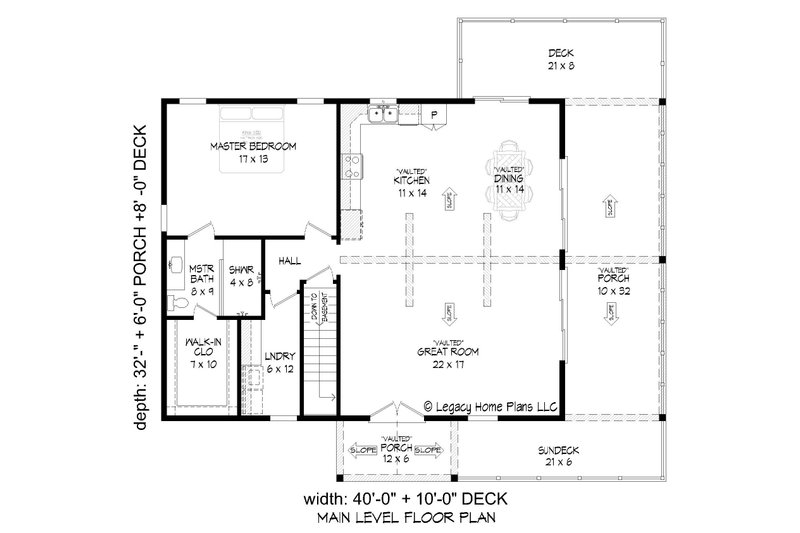 Home Plan - Floor Plan - Main Floor for Country House Plan #932-611 - 2 bed, 2 bath