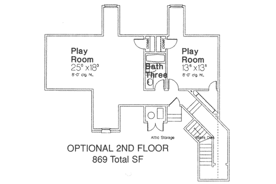 Floor Plan - Upper Floor for European House Plan #310-486 - 2 bed, 2 bath