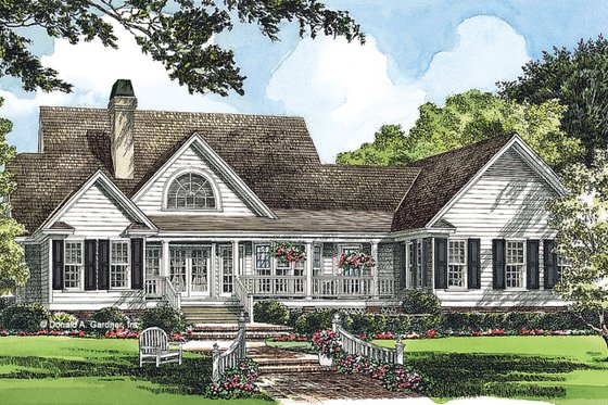 Exterior - Rear Elevation for Country House Plan #929-224 - 4 bed, 2.5 bath