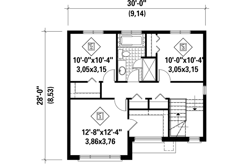 Dream House Plan - Floor Plan - Upper Floor for Contemporary House Plan #25-4278 - 3 bed, 1 bath