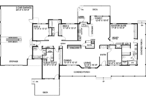 Floor Plan - Main Floor for Ranch House Plan #60-207 - 5 bed, 3 bath