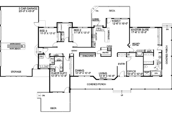 Floor Plan - Main Floor for Ranch House Plan #60-207 - 5 bed, 3 bath