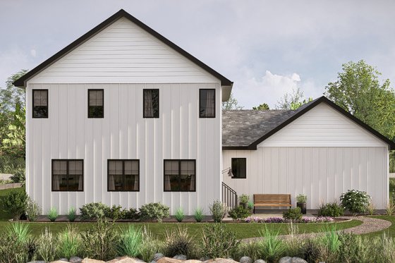 Exterior - Rear Elevation for Farmhouse House Plan #455-687 - 4 bed, 2.5 bath