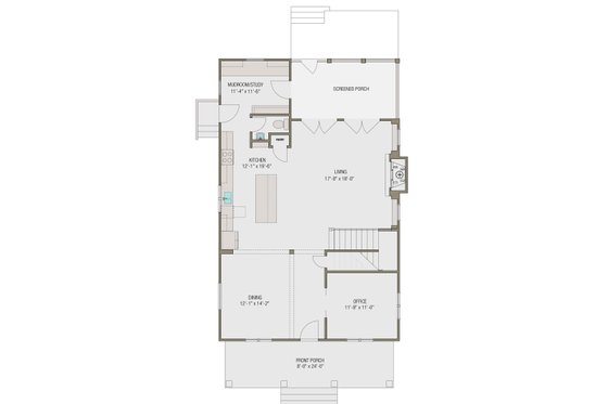 Floor Plan - Main Floor for Prairie House Plan #461-49 - 4 bed, 2.5 bath