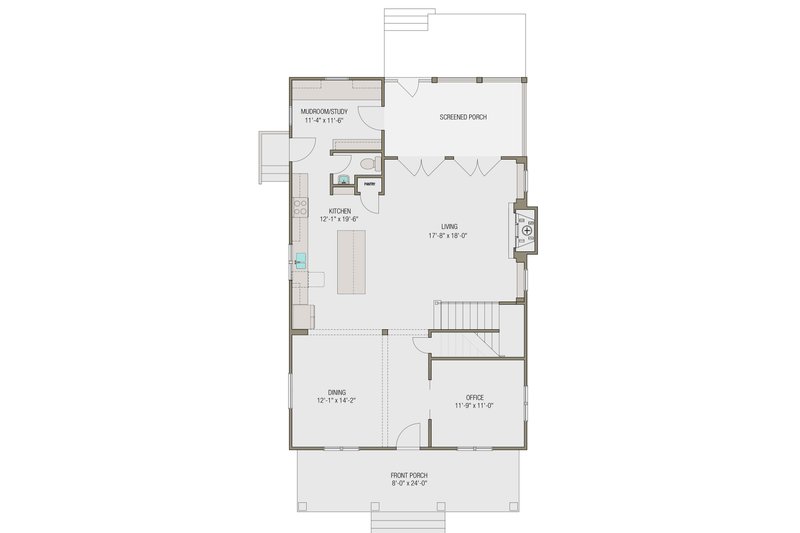 House Plan Design - Floor Plan - Main Floor for Prairie House Plan #461-49 - 4 bed, 2.5 bath