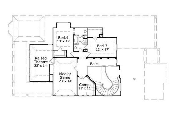 Floor Plan - Upper Floor for European House Plan #411-708 - 5 bed, 4.5 bath