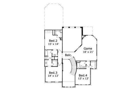 Floor Plan - Upper Floor for Colonial House Plan #411-285 - 4 bed, 3.5 bath