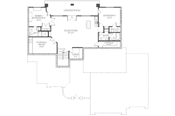 Floor Plan - Lower Floor for Adobe / Southwestern House Plan #24-273 - 5 bed, 5 bath